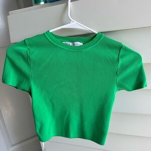 Zara cropped green tee